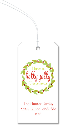 Holly Wreath Hanging Gift Tags